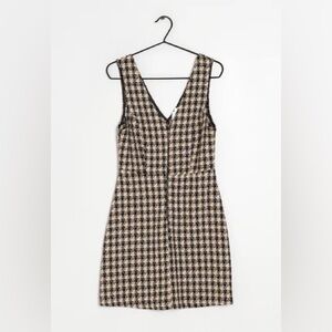 Primark zip front boucle tweed V-neck pinafore dress